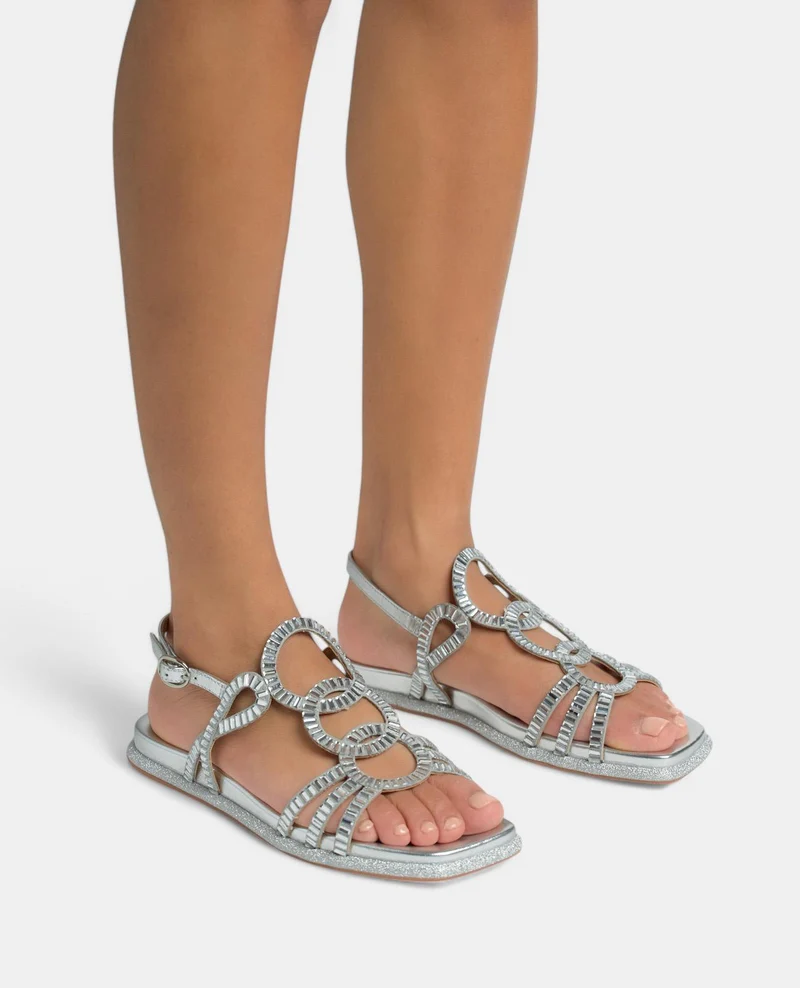 SANDALIA PLANA TIRAS CRISTAL