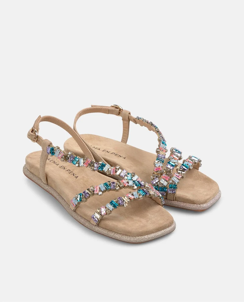 SANDALIA PLANA TIRAS JOYA