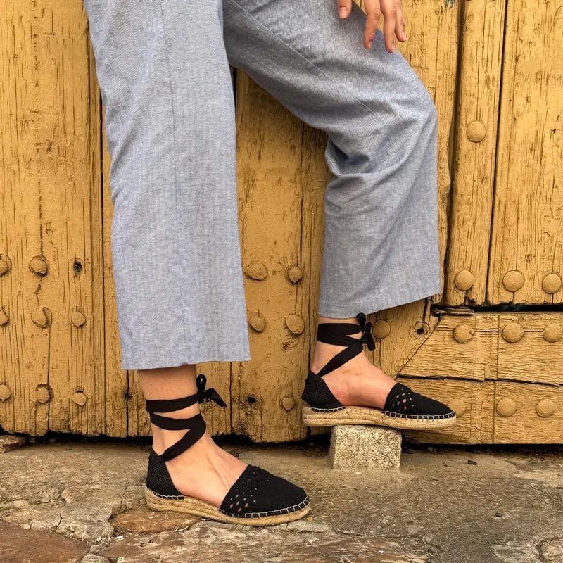 Alpargatas Corina Cintas Croché M4321 Negro