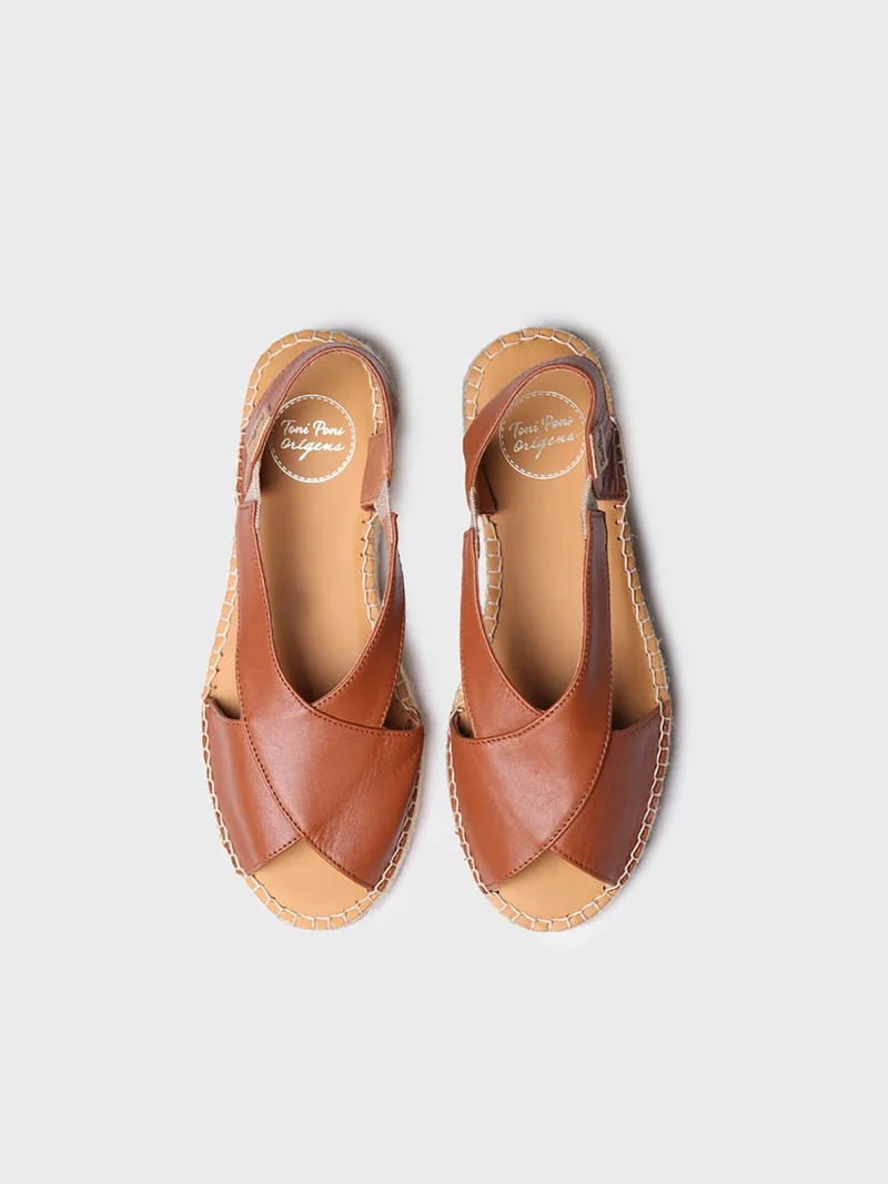 Sandalias de mujer en piel con tiras cruzadas | ELDA-P