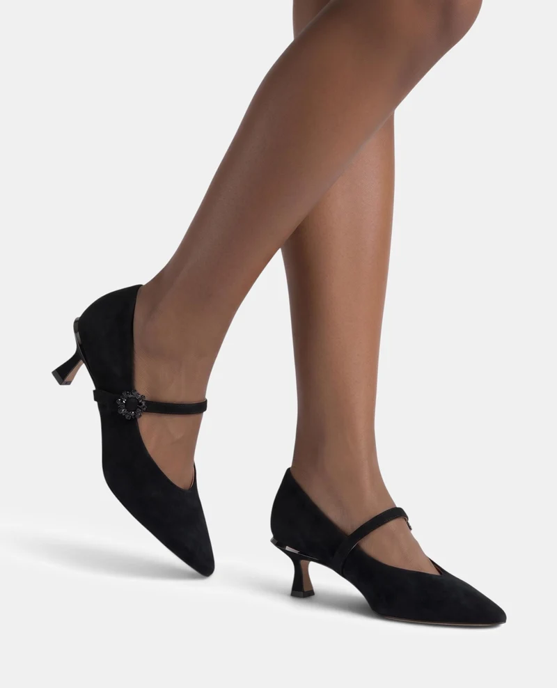 ZAPATO TACÓN DE ANTE CON HEBILLA