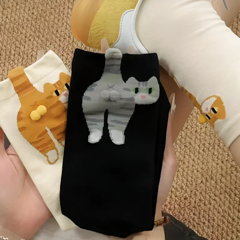Miomu Calcetines Unisex, Diseño Gatito 3D