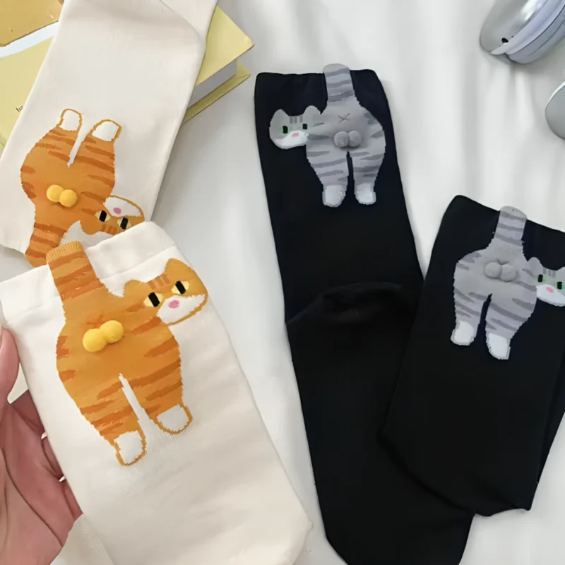 Miomu Calcetines Unisex, Diseño Gatito 3D