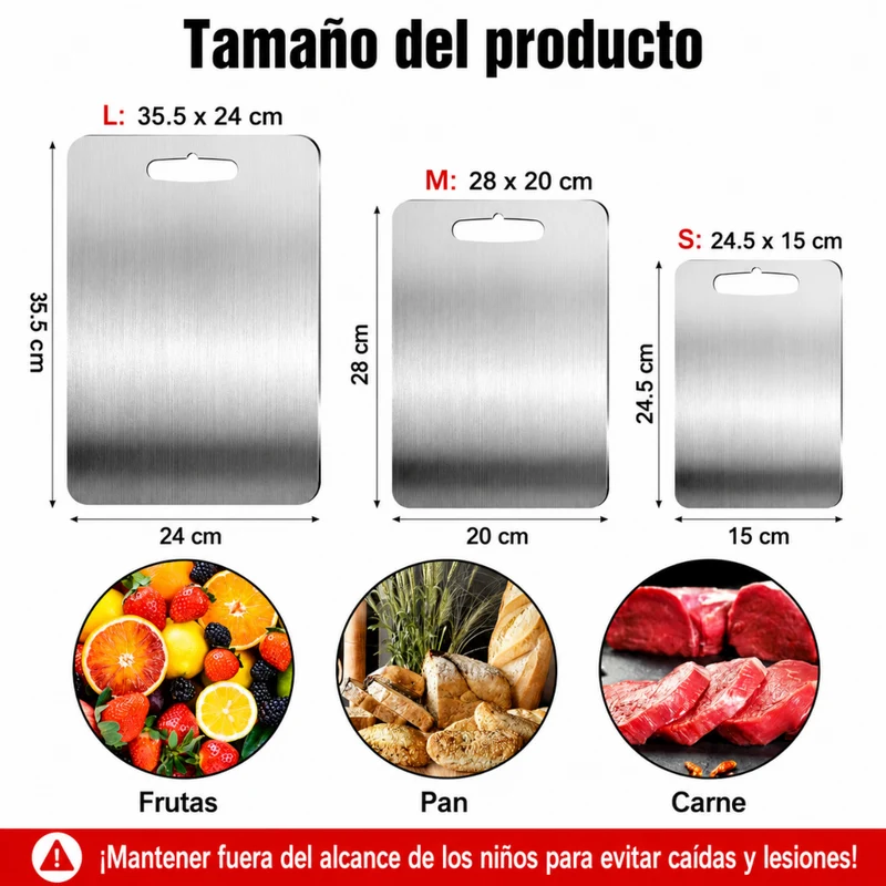 Miomu Tabla de Picar de Acero Inoxidable