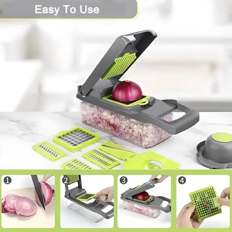 Miomu Cortador Manual de Verduras Multifuncional, Diseño 12 en 1