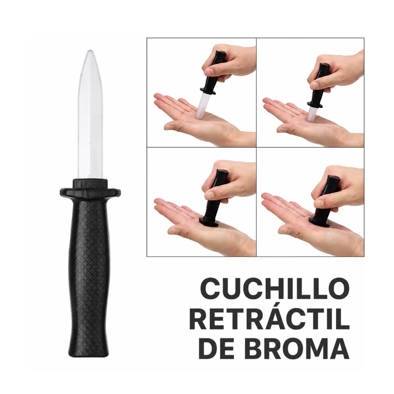 Miomu Mini Cuchillo Plástico Retráctil para Bromas