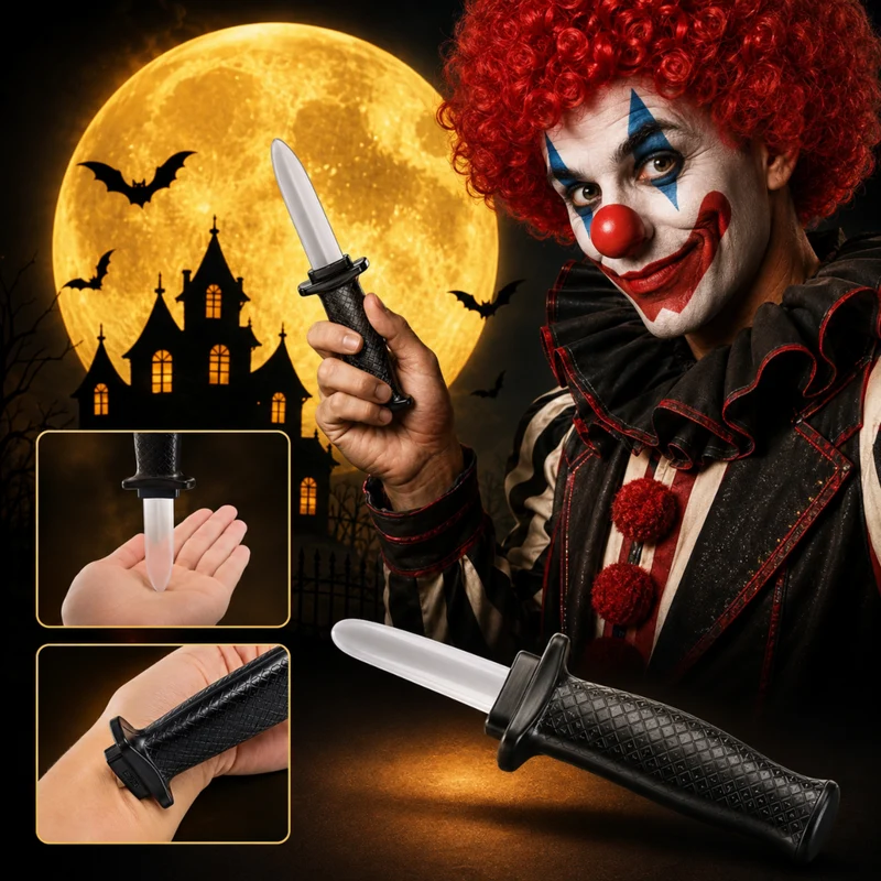 Miomu Mini Cuchillo Plástico Retráctil para Bromas
