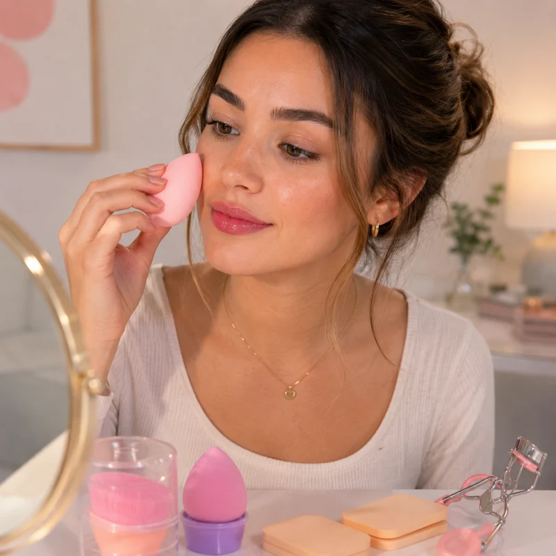 Miomu Set de Belleza, Rizador de Pestañas y Esponjas