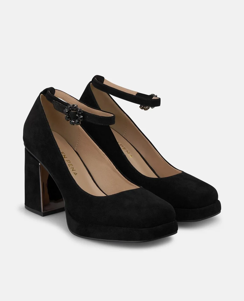 ZAPATO TACÓN ANTE CON CIERRE DE PULSERA
