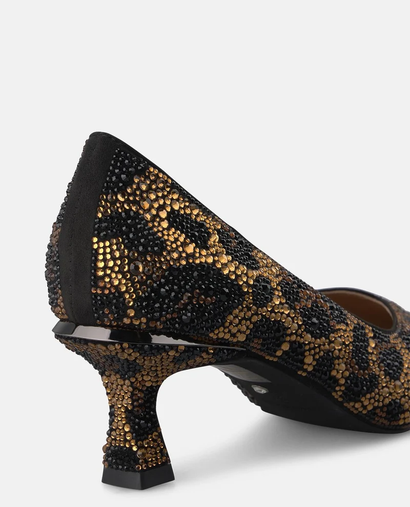 ZAPATO TACÓN CHUPETE ANIMAL PRINT METALIZADO