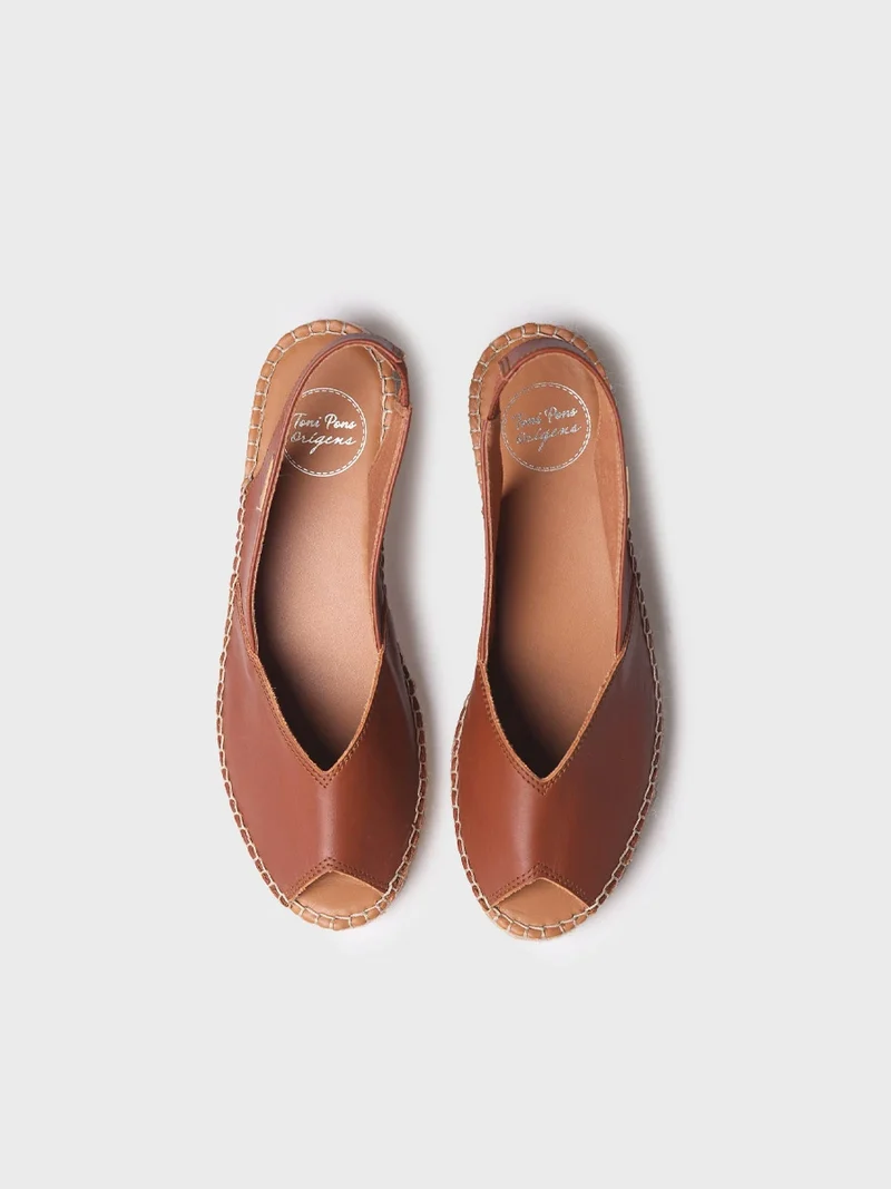 Alpargata peep toe de mujer con cuña en piel | BERNIA-P