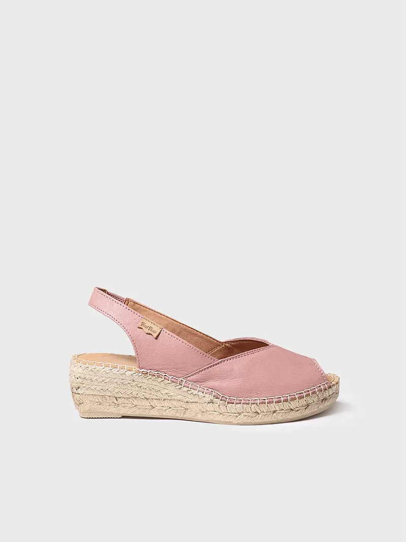 Alpargata peep toe de mujer con cuña en piel | BERNIA-P