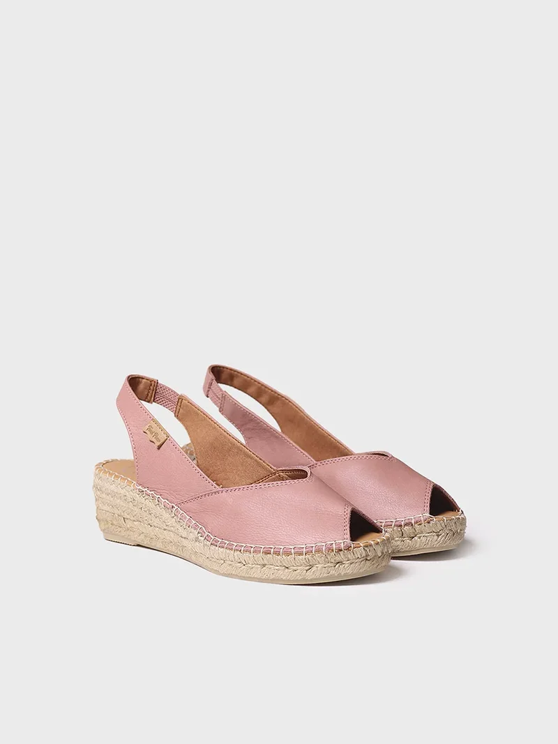 Alpargata peep toe de mujer con cuña en piel | BERNIA-P