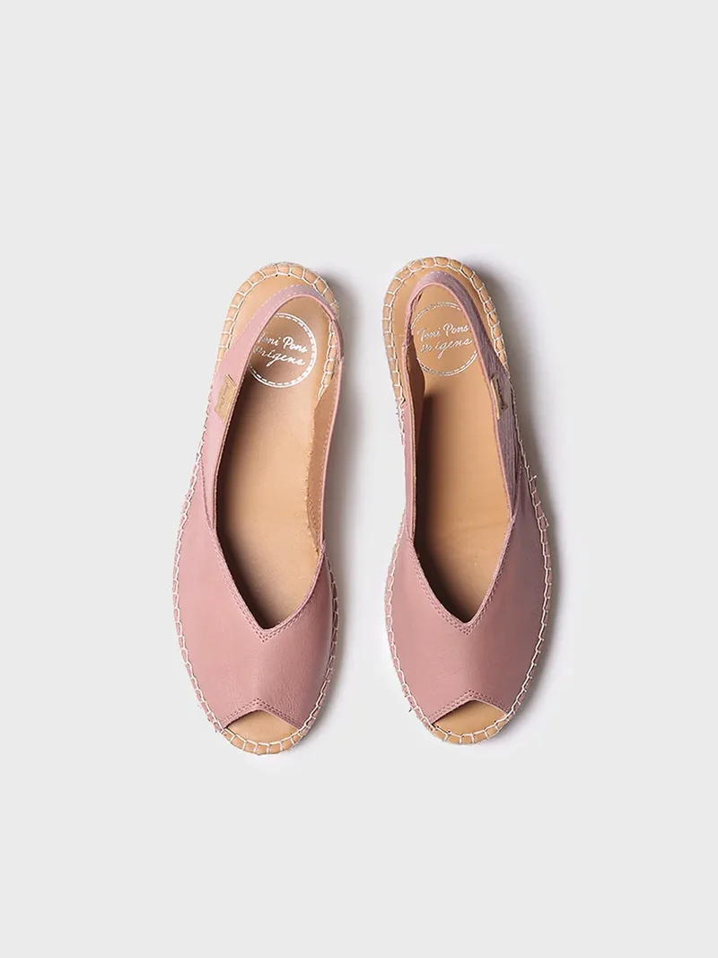 Alpargata peep toe de mujer con cuña en piel | BERNIA-P