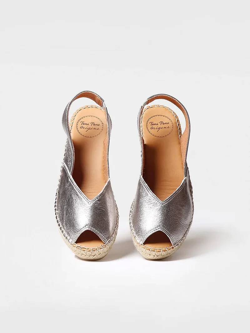 Alpargata peep toe de mujer con cuña en piel | BERNIA-P