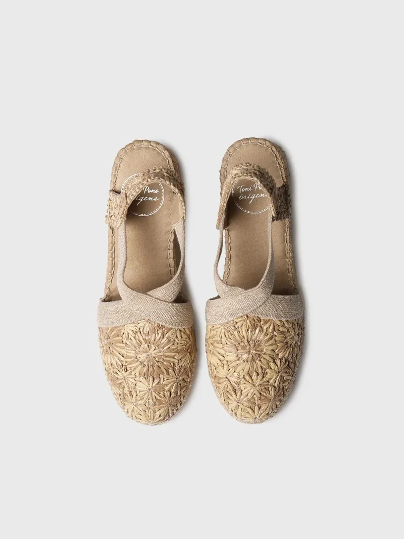 Alpargata de cuña en rafia floral | TERRA-RF