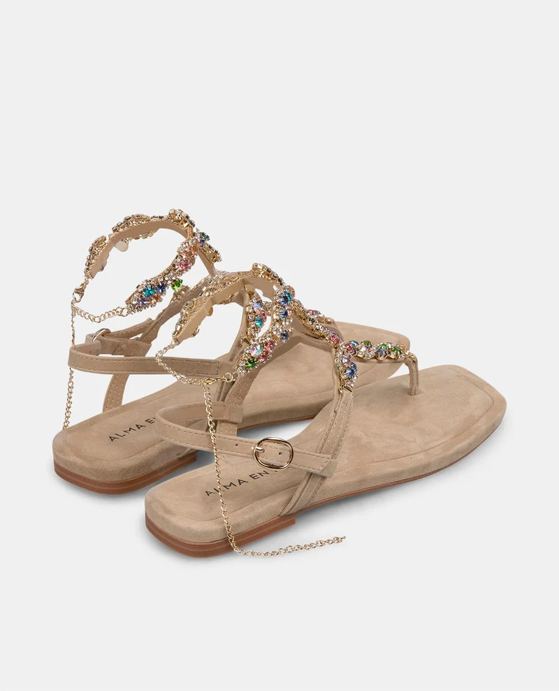 SANDALIA PEDRERÍA MULTICOLOR