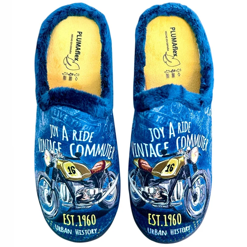 Zapatillas de Casa Plumaflex Moto 12229 Azul