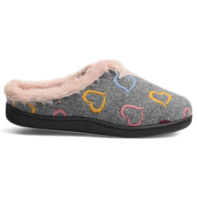 Zapatillas de Casa Plumaflex Corazones Bordados 12023 Gris
