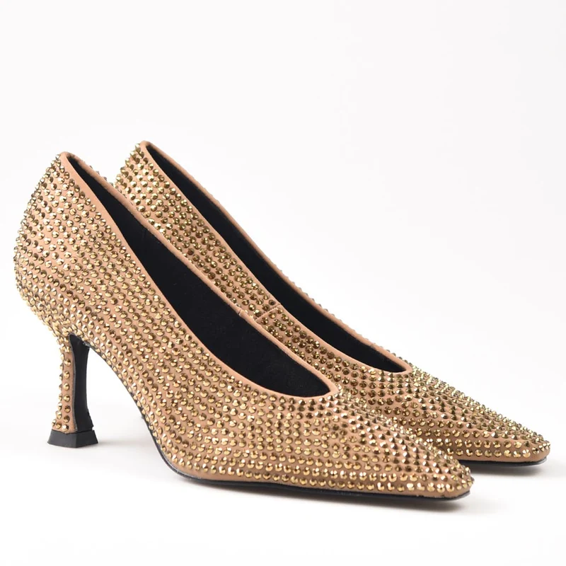 Zapatos de Salón Corina Brillos M3665 Camel