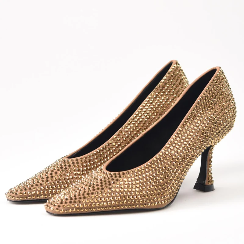 Zapatos de Salón Corina Brillos M3665 Camel