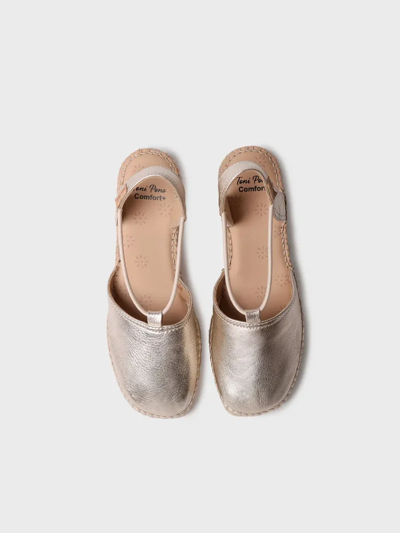 Alpargata de mujer de cuña en piel con elásticos | TANA