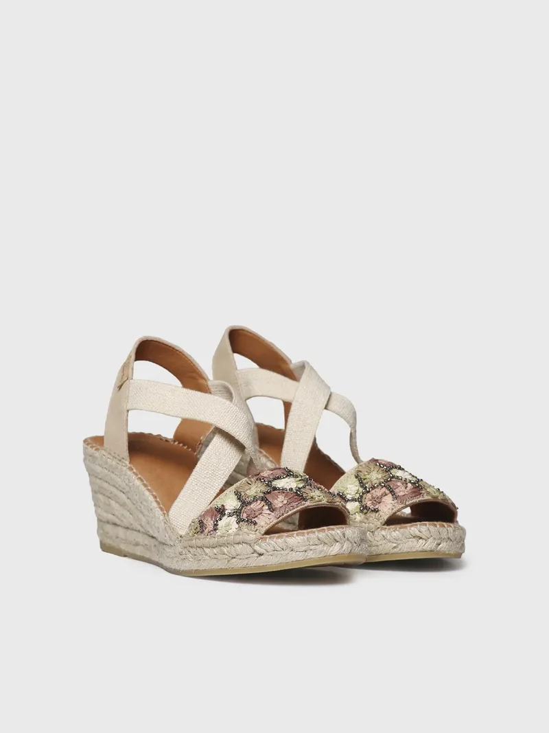 Alpargata de mujer de cuña en rafia multicolor | SUSA-FS