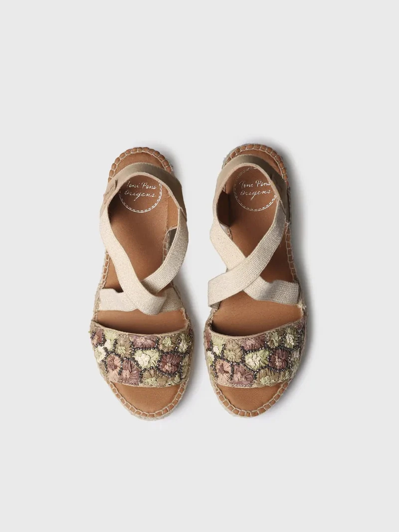 Alpargata de mujer de cuña en rafia multicolor | SUSA-FS