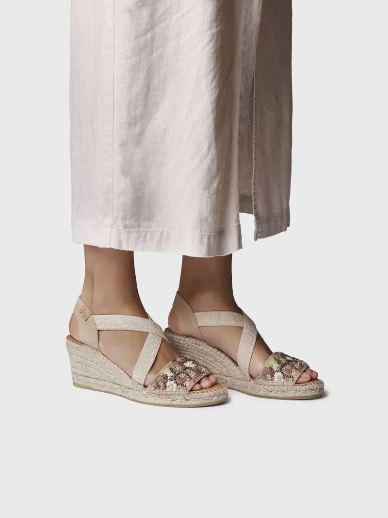 Alpargata de mujer de cuña en rafia multicolor | SUSA-FS