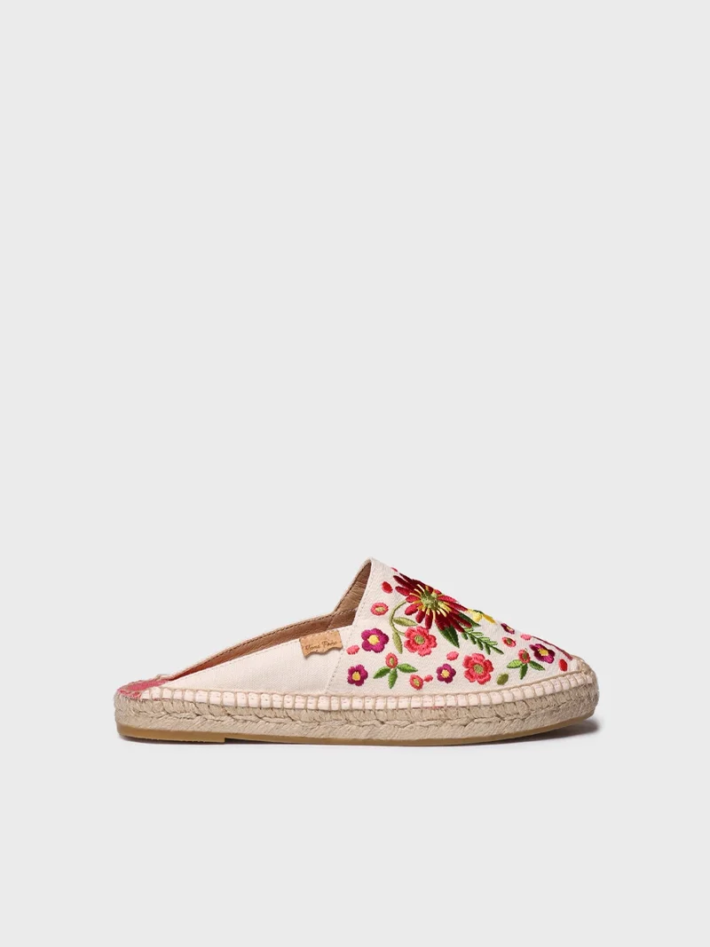 Alpargata mule de mujer con bordado floral | ROVIRA
