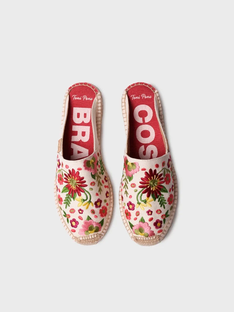 Alpargata mule de mujer con bordado floral | ROVIRA