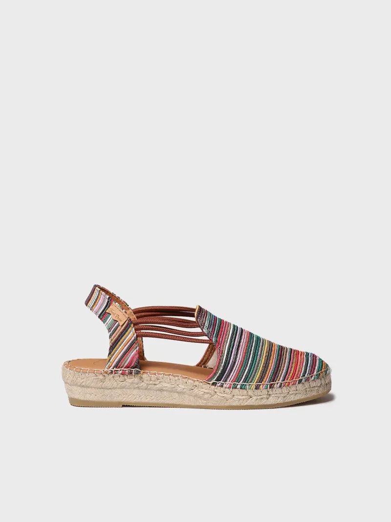 Alpargata plana de mujer a rayas multicolor | NOA-BO