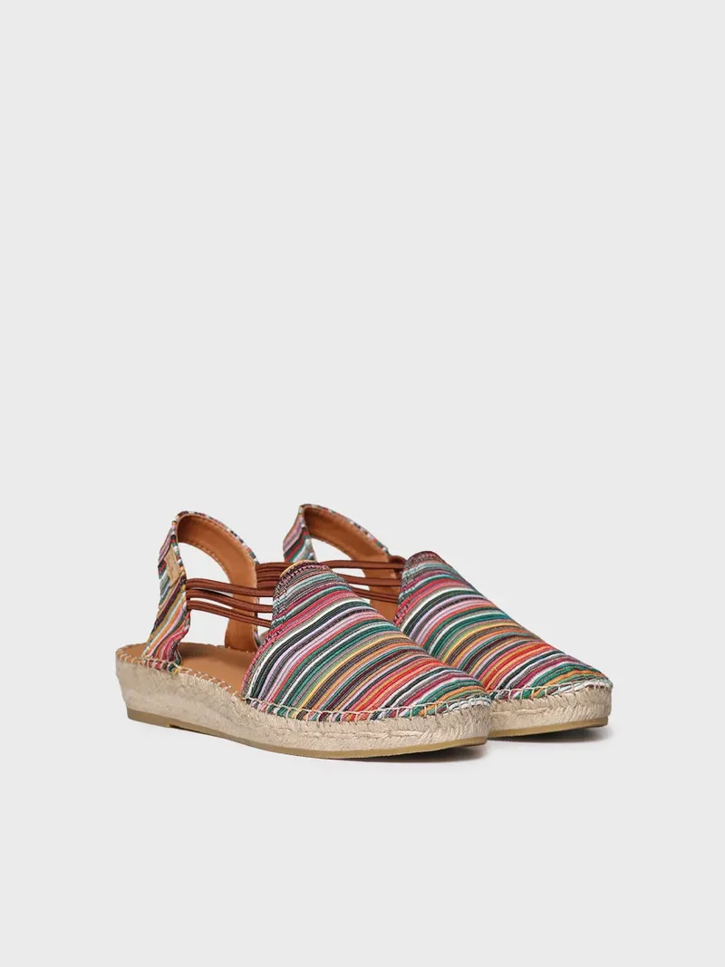 Alpargata plana de mujer a rayas multicolor | NOA-BO