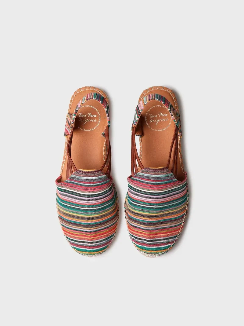 Alpargata plana de mujer a rayas multicolor | NOA-BO