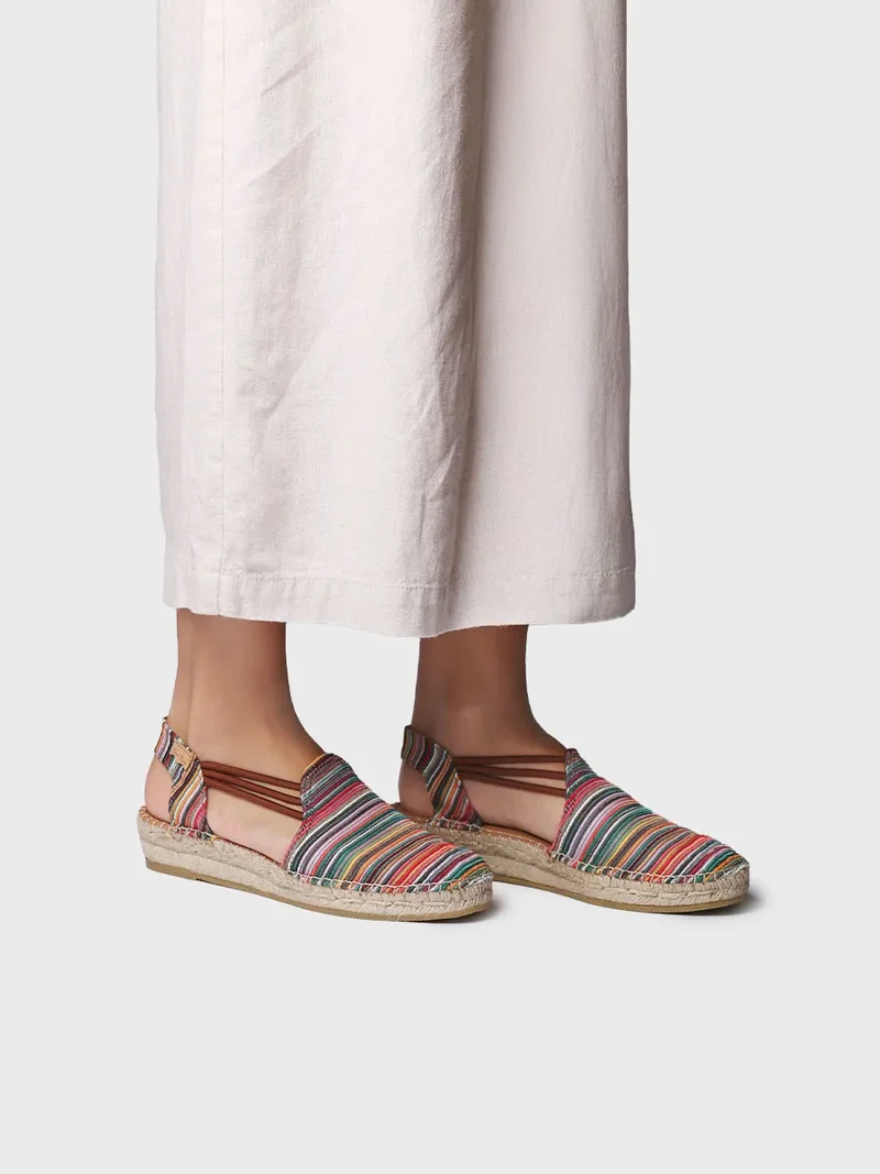 Alpargata plana de mujer a rayas multicolor | NOA-BO