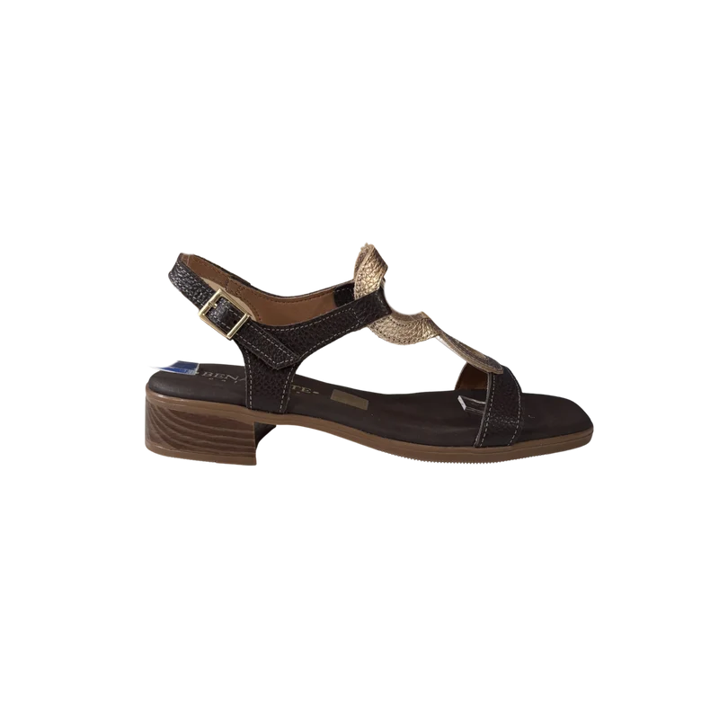 MUJER SANDALIA PIEL TACON JAZMIN MARRON COMBI