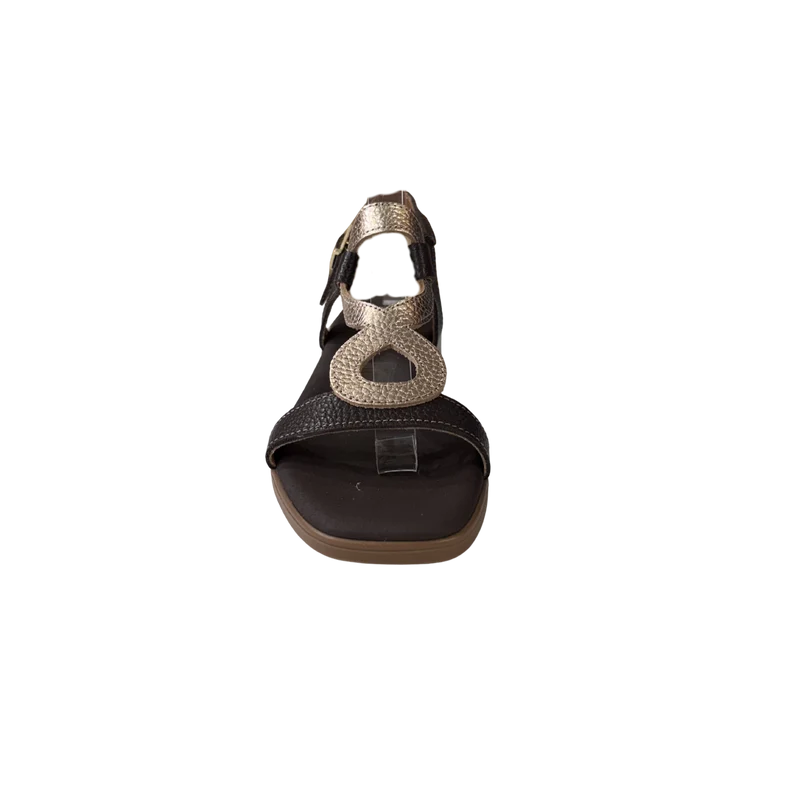 MUJER SANDALIA PIEL TACON JAZMIN MARRON COMBI