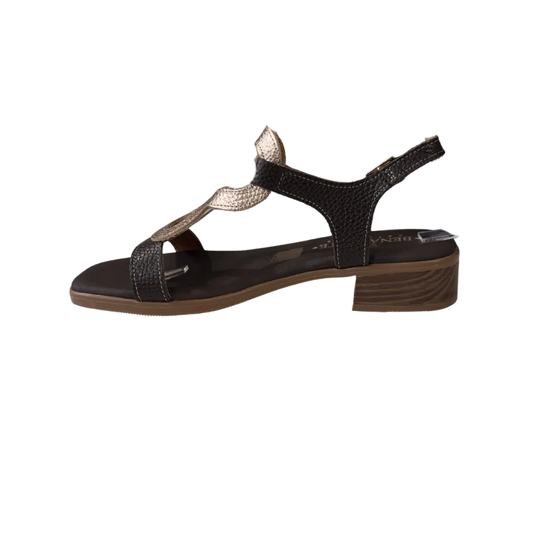 MUJER SANDALIA PIEL TACON JAZMIN MARRON COMBI