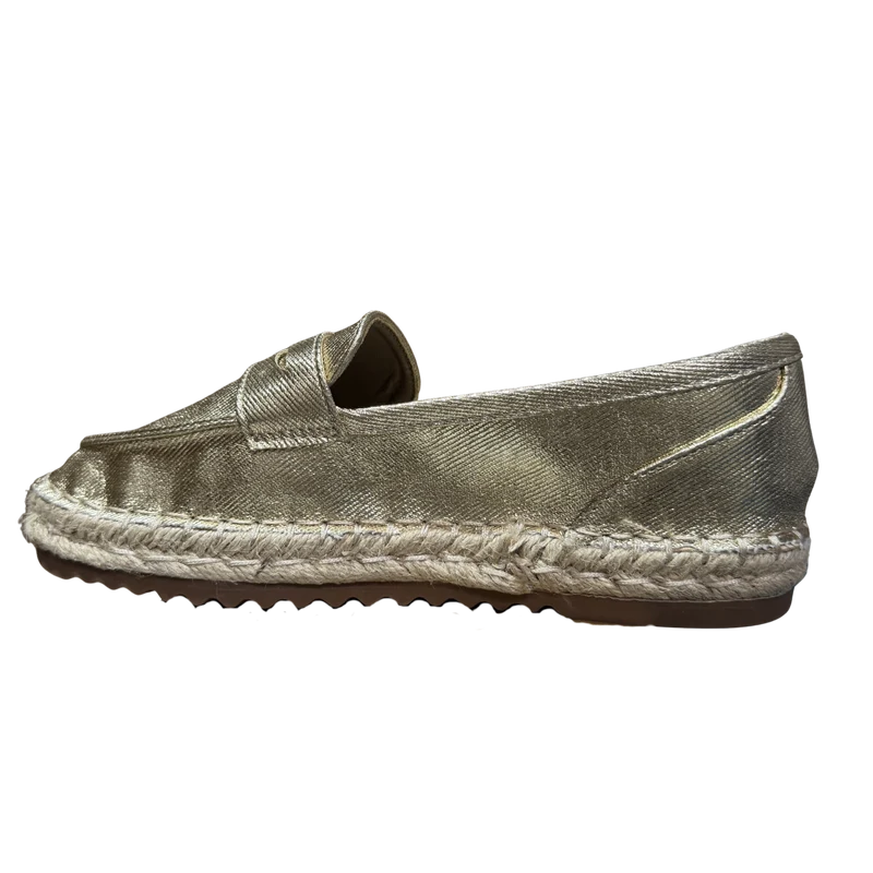 MUJER MOCASINES ESPARTO ORO
