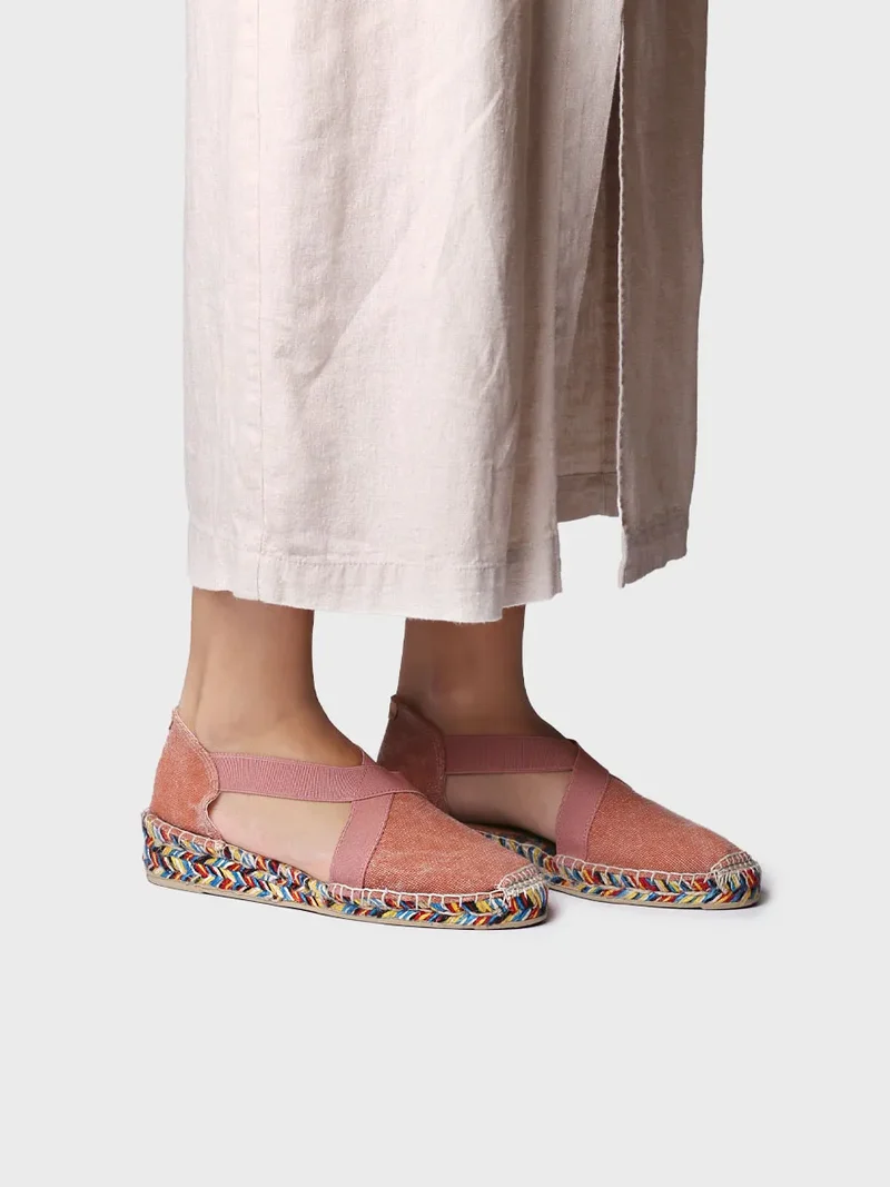 Alpargatas planas de mujer con elásticos y suela multicolor | ELBA