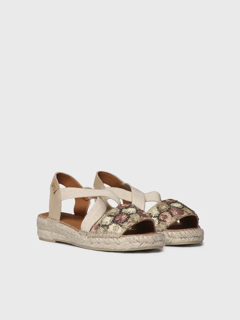 Alpargatas de cuña baja de mujer en rafia multicolor | EIDER-FS