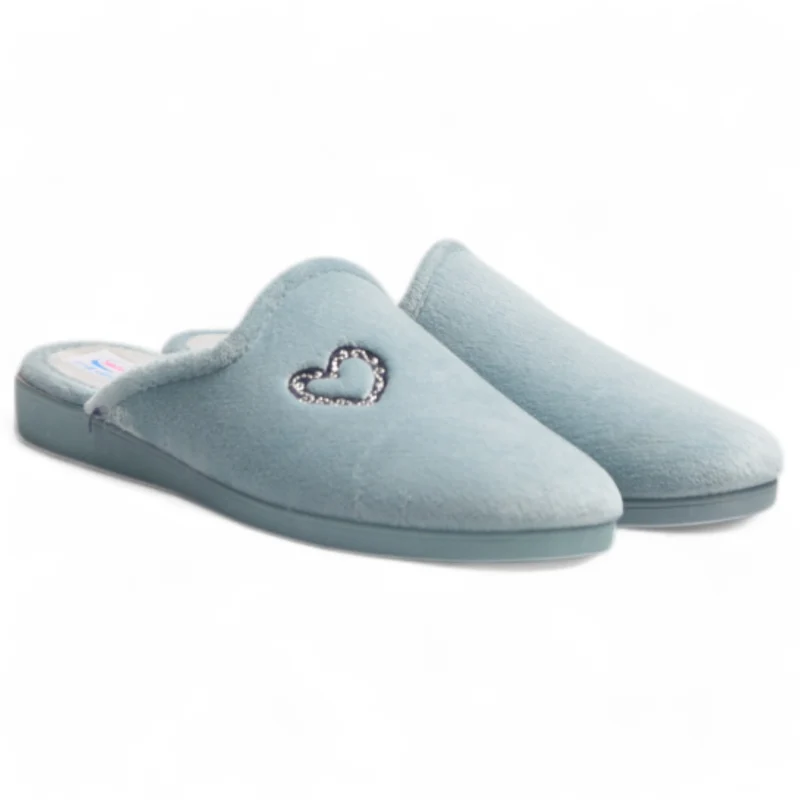 Zapatillas de Casa Natalia Gil Corazón Bordado 151 Azul