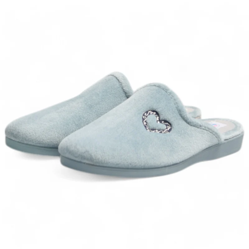 Zapatillas de Casa Natalia Gil Corazón Bordado 151 Azul