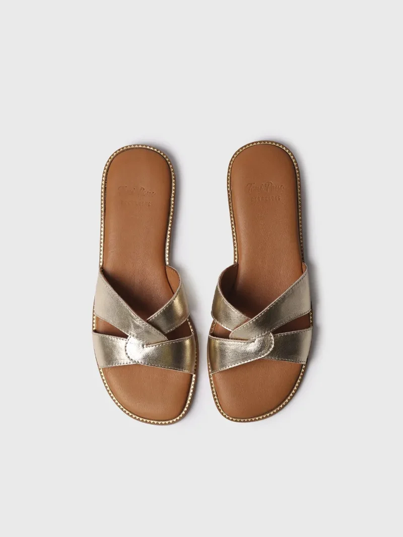 Sandalias planas de mujer en piel metalizada | BRESCIA
