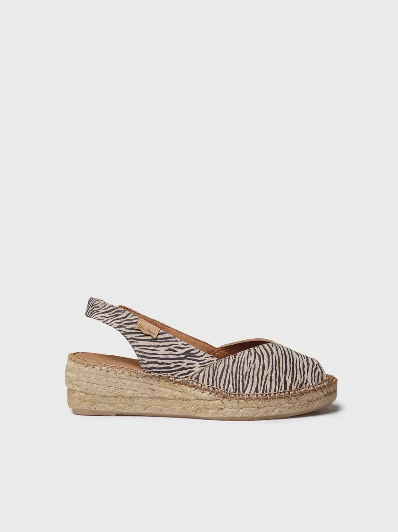 Alpargatas de cuña de mujer en piel animal print | BERNIA-ZB
