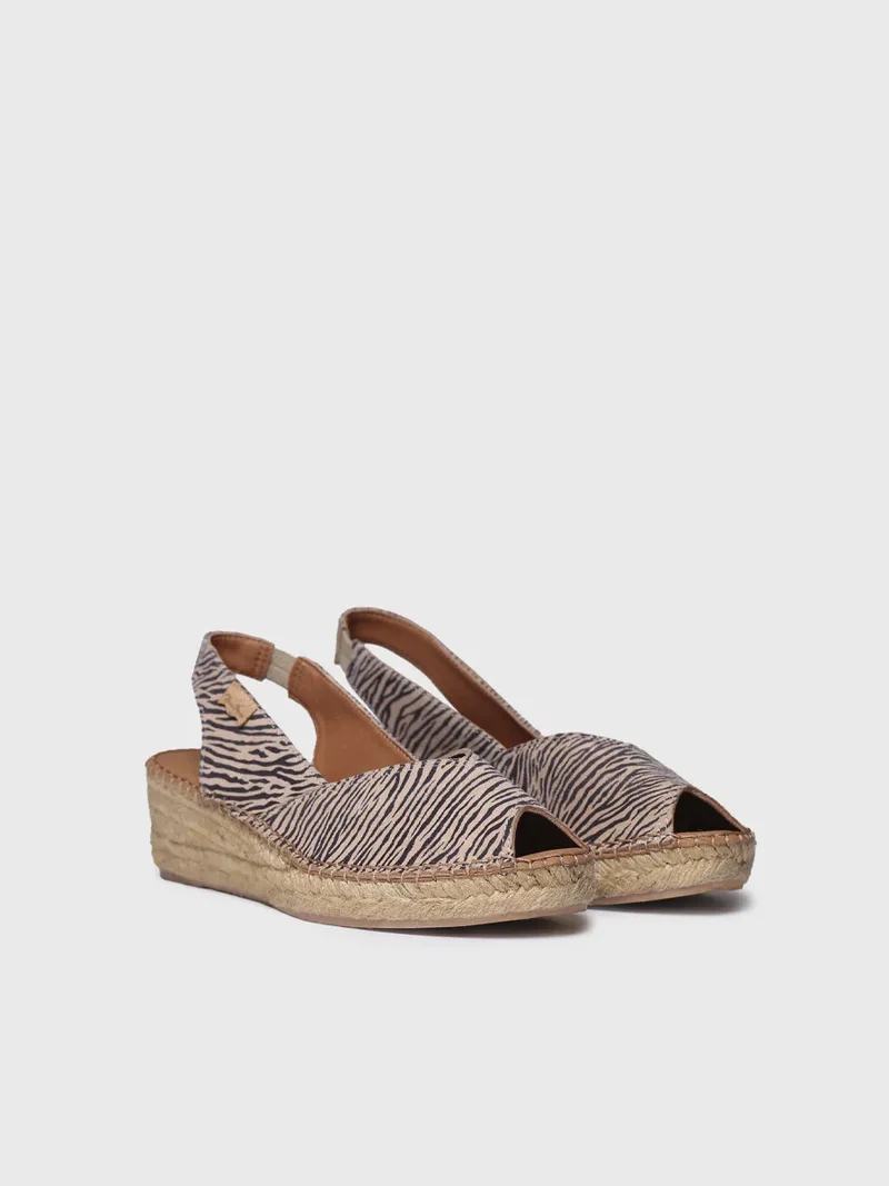 Alpargatas de cuña de mujer en piel animal print | BERNIA-ZB