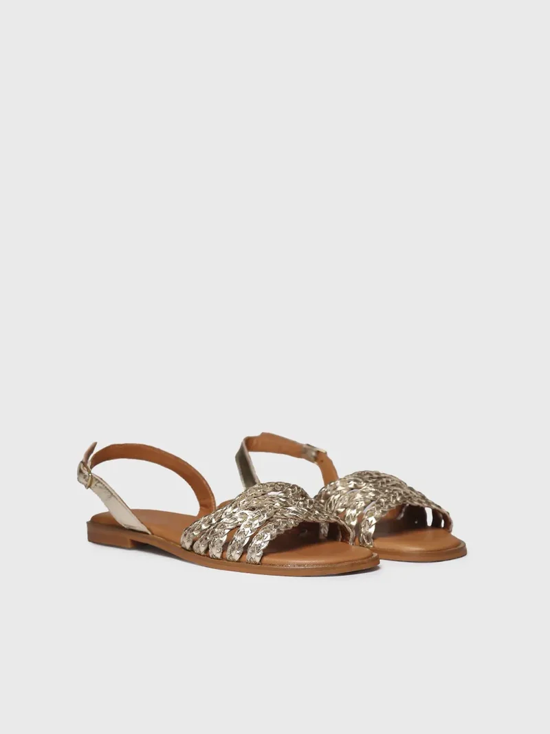 Sandalias planas de mujer en piel trenzada | BERNA