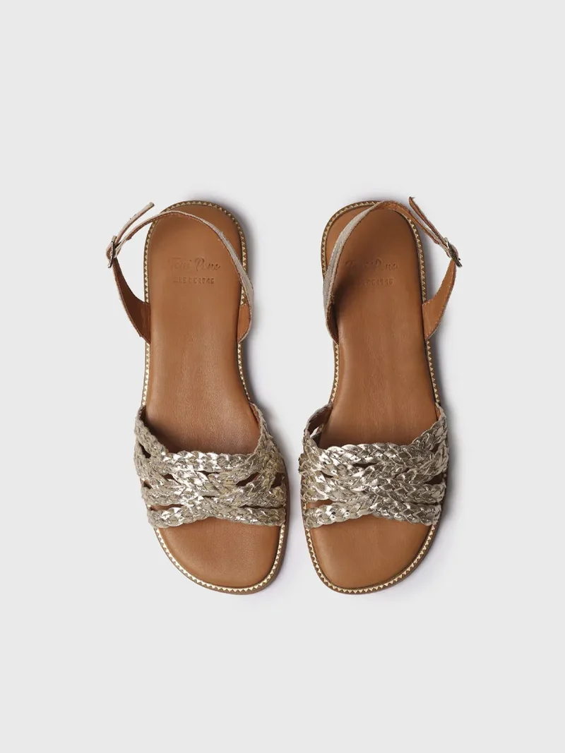 Sandalias planas de mujer en piel trenzada | BERNA