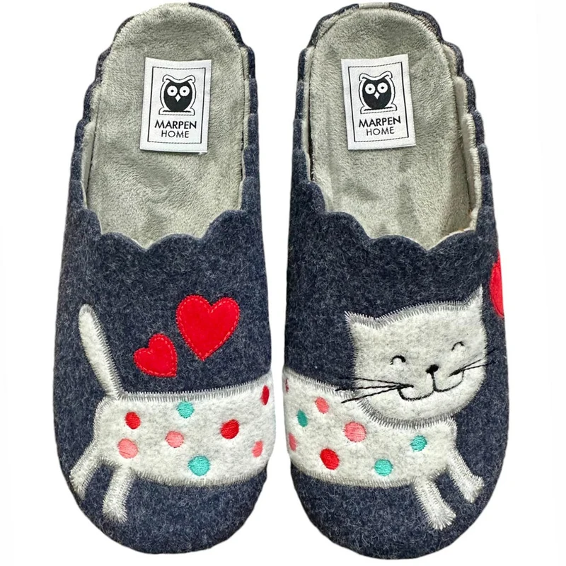 Zapatillas de Casa Marpen Slippers Gato Lunares 308IV24 Marino