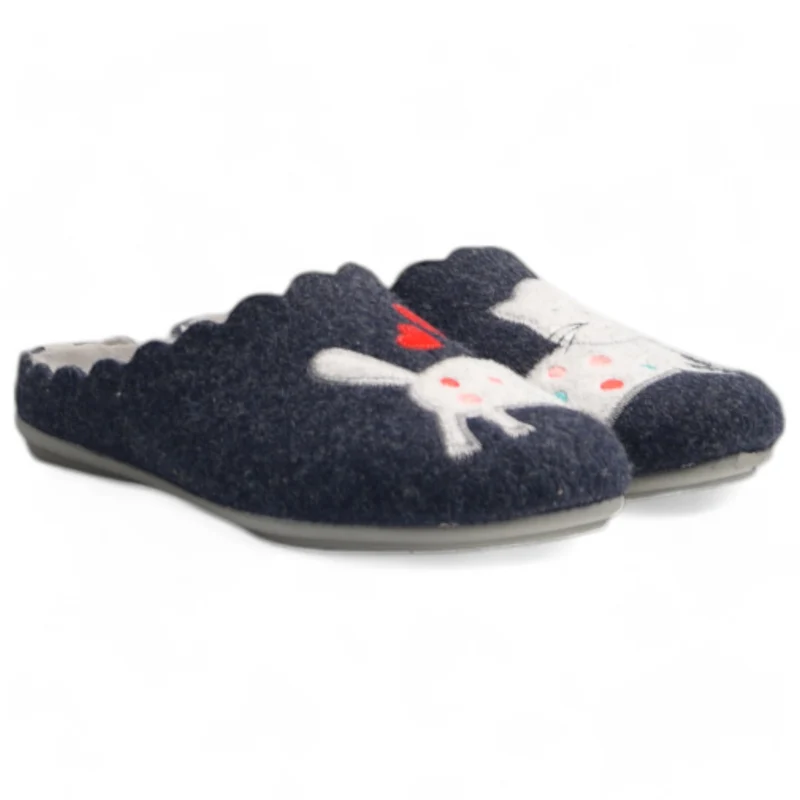 Zapatillas de Casa Marpen Slippers Gato Lunares 308IV24 Marino